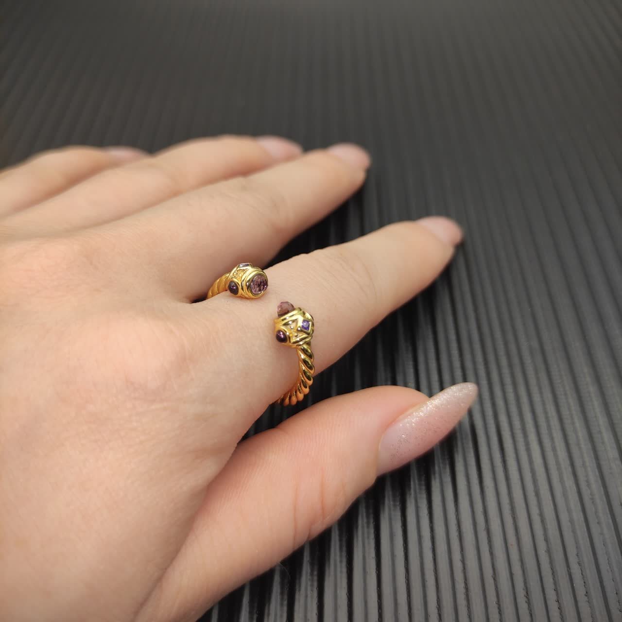 David Yurman Gold-Tone Open Ring with Gemstone Accents